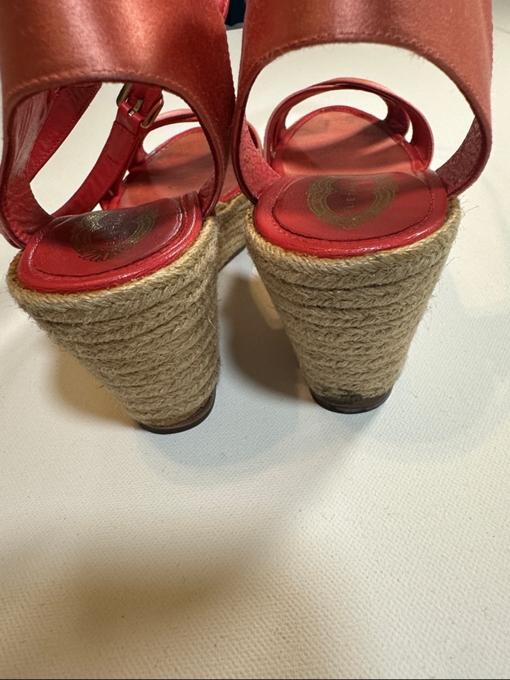 Elie Tahari Coral Satin Espadrille Wedge Sandals Women's Size 8.5 - Picture 6 of 6